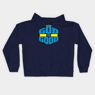 God is Good Blue and Yellow Halo Christian Kids Hoodie